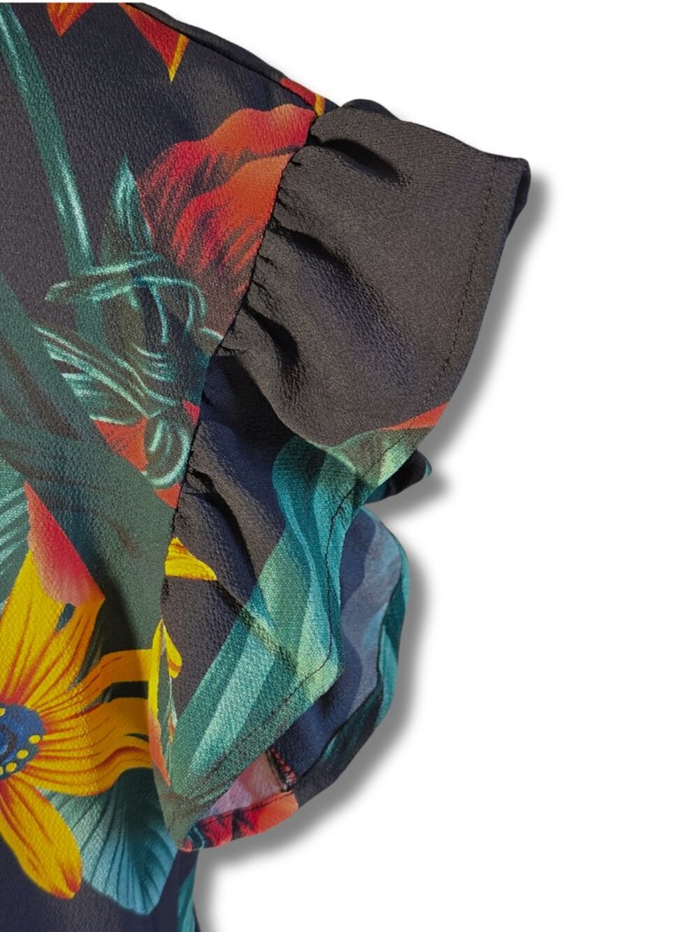 NWT Women's Large Plus/1X Summer Beach Mini Dress Dark Navy and Tropical Print - Picture 4 of 6